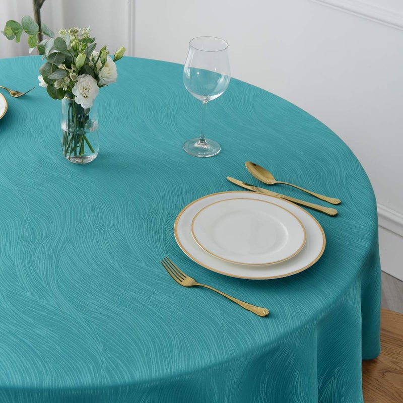 maxmill Jacquard Round Table Cloth Swirl Design Waterproof Antiwrinkle Spillproof Heavy Weight Soft Tablecloths for Circular Table Cover and Kitchen Dinning Tabletop Round 70 Inch Teal - Image 5